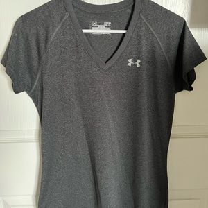 Charcoal Gray Under Armour Short Sleeve V-Neck Athletic Shirt